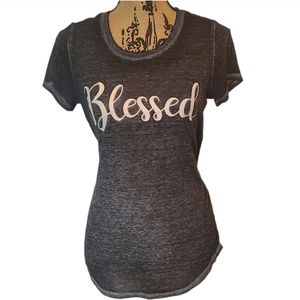 🌫️🙏 Heather Gray “Blessed” Tee · Delusional · Size Small